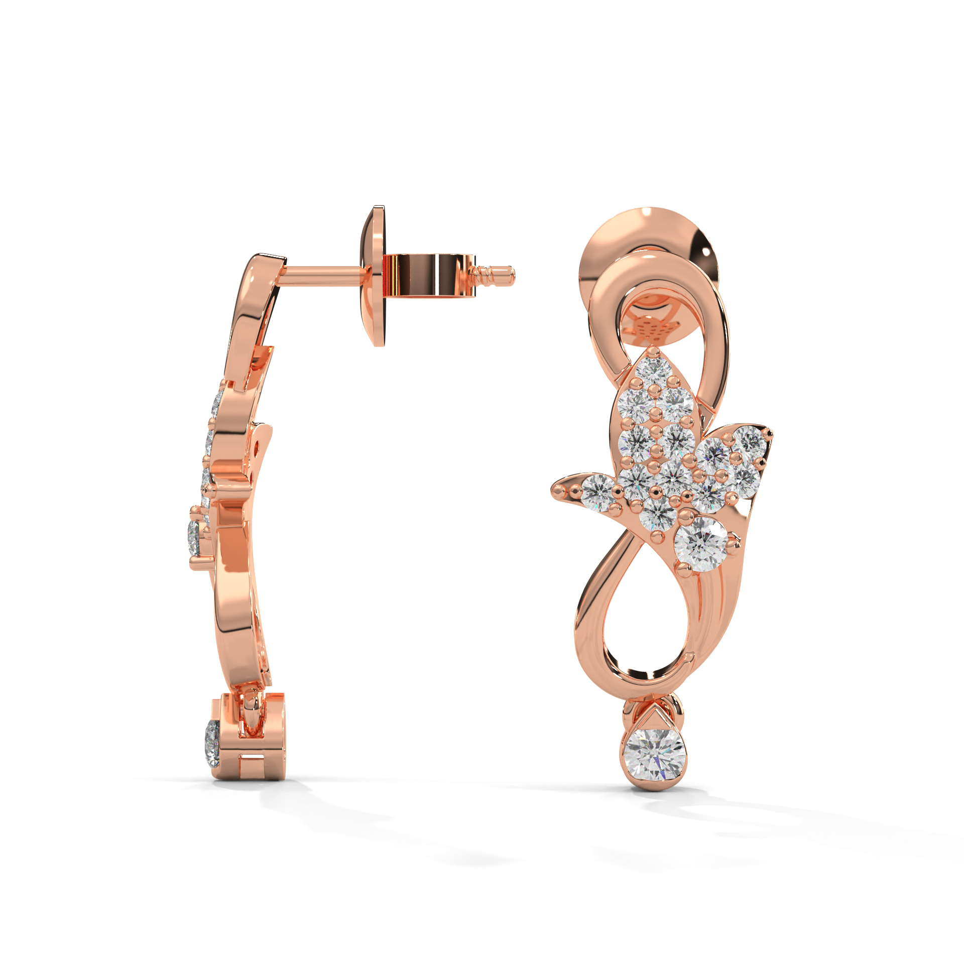 Leaf Motif Diamond Earring