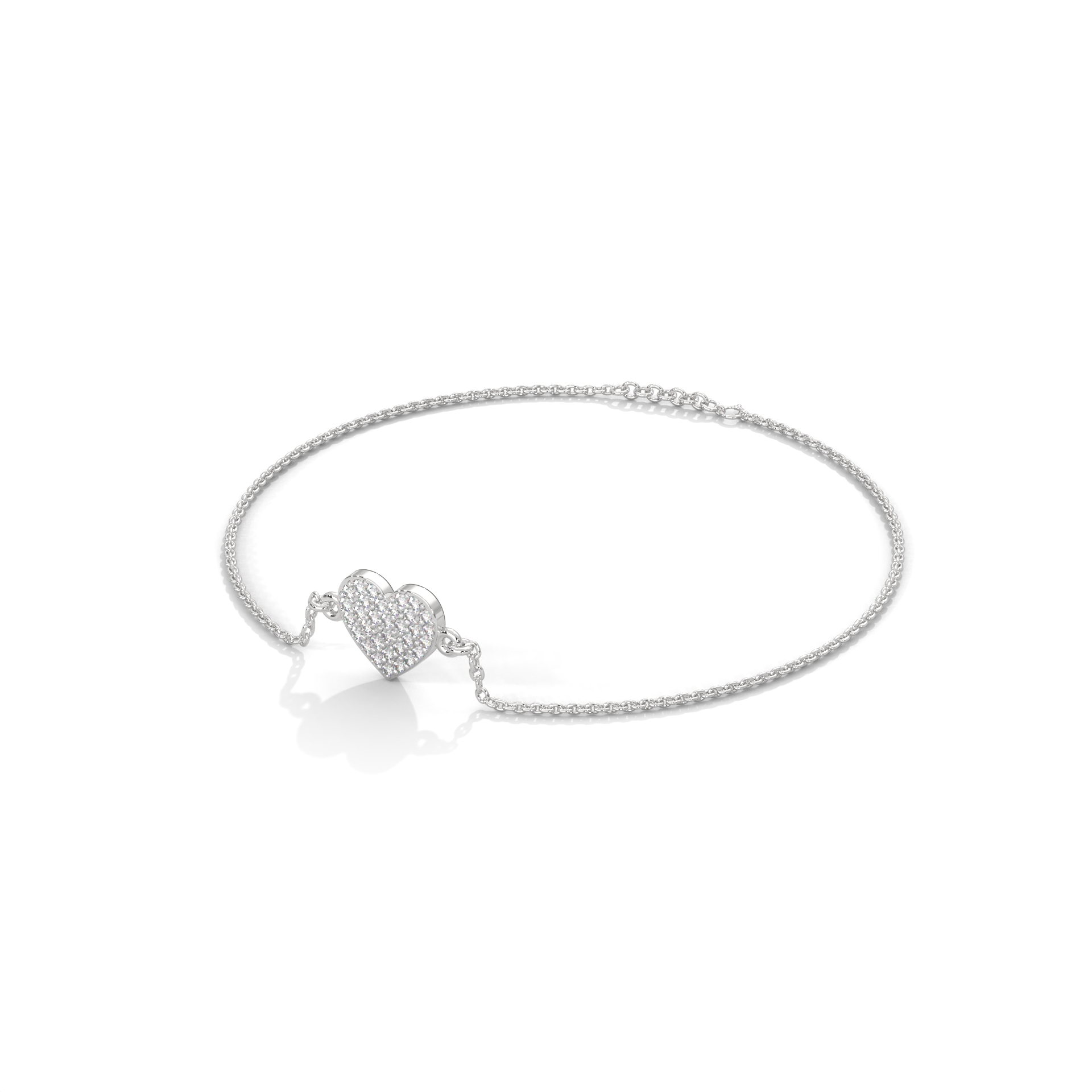 Heart Shape Diamond Chain Bracelet with 2 gram weight Heart Shape Diamond Chain Bracelet with 2 gram weight