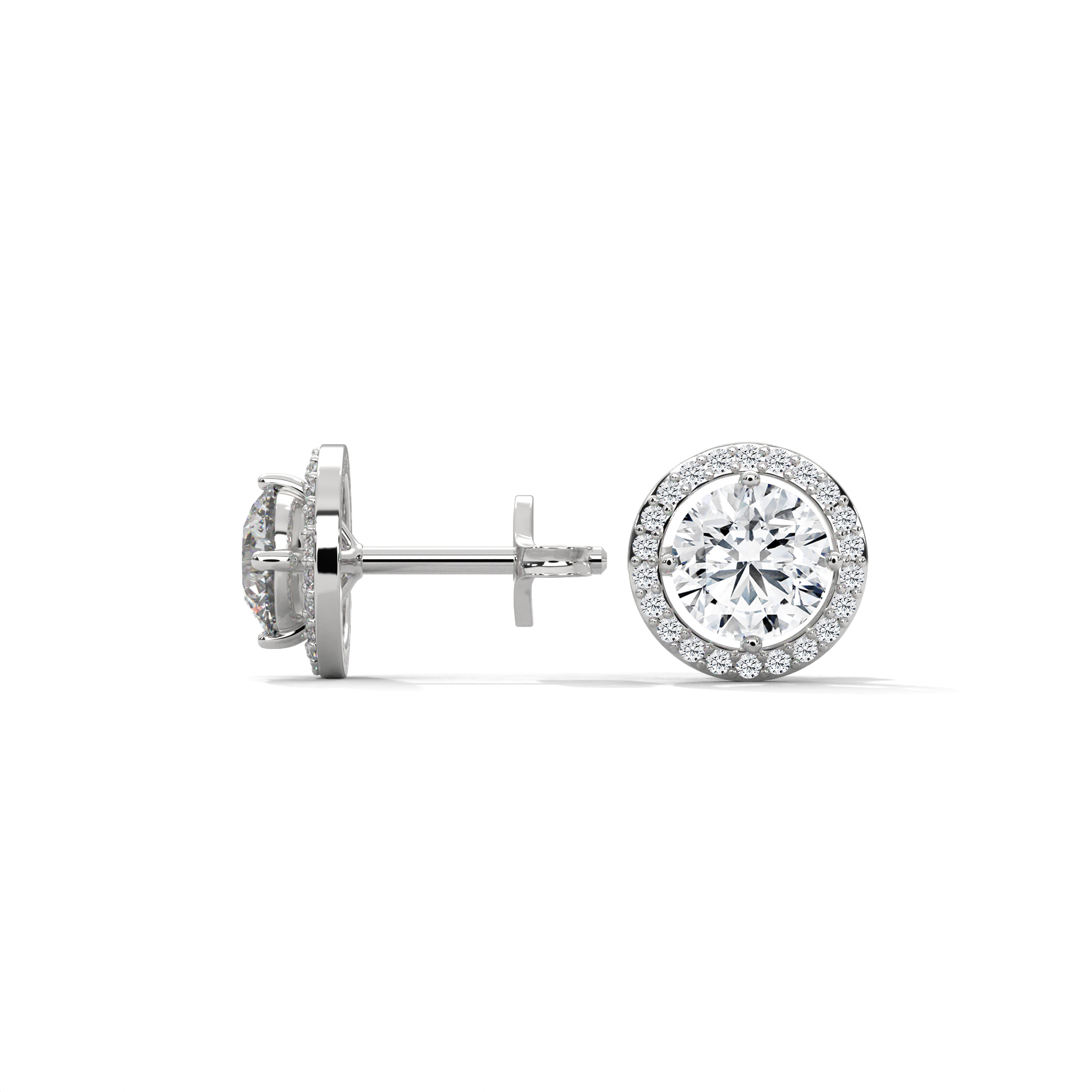 Round halo stud earrings