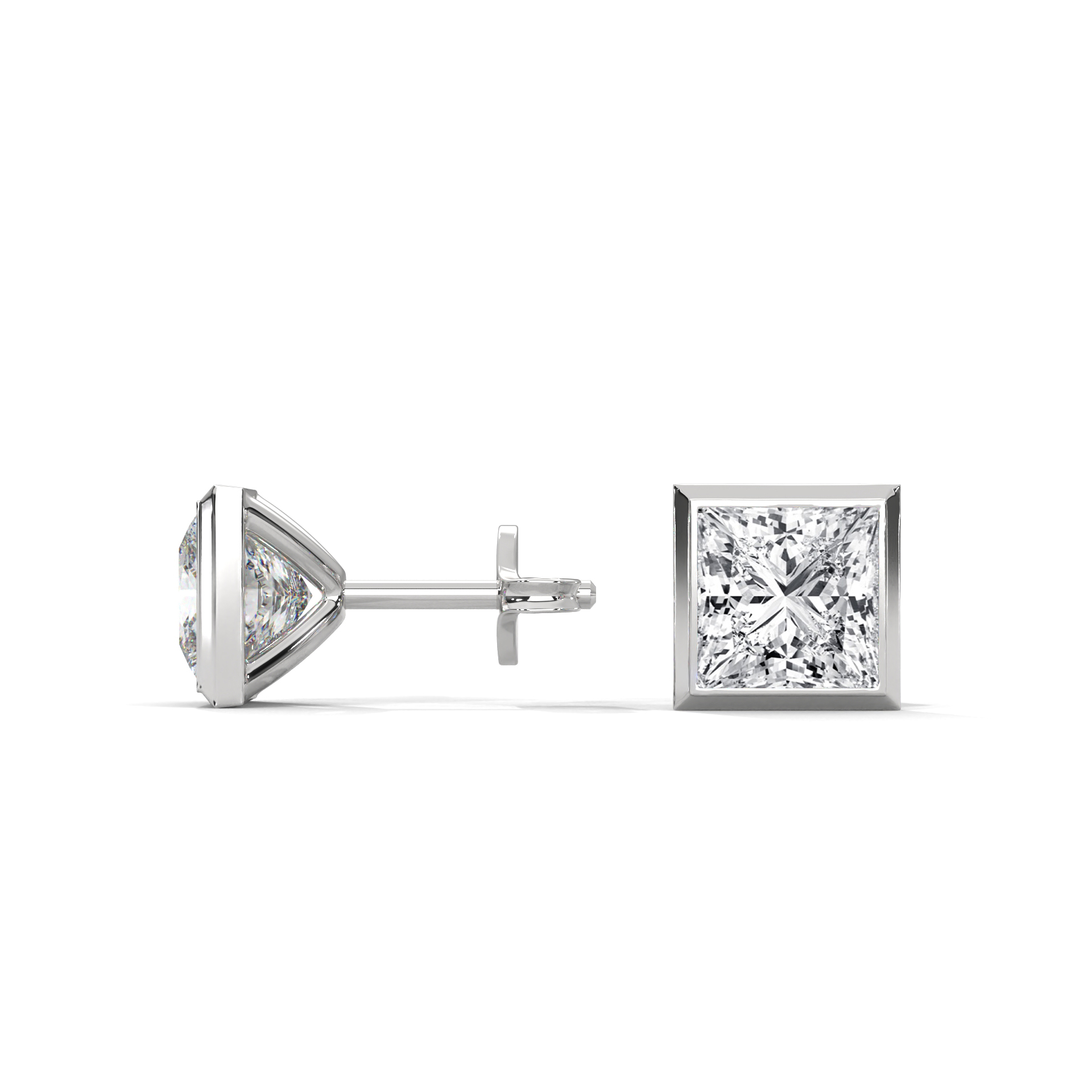 box stud lightweight Boxed Diamond Earrings daily use