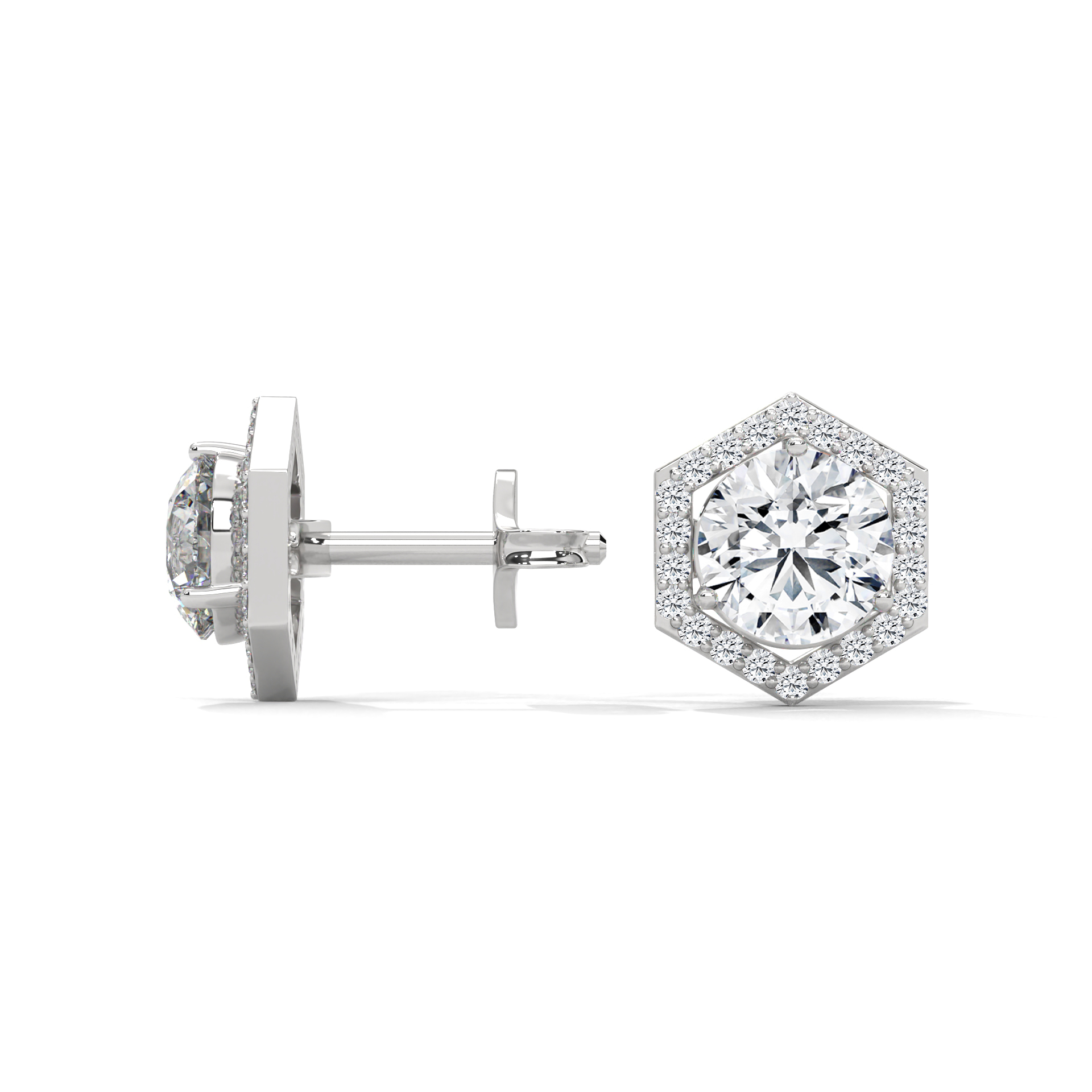 hexagon shape diamond earrings