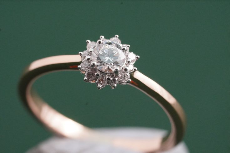 Floral solitaire engagement Diamond Ring