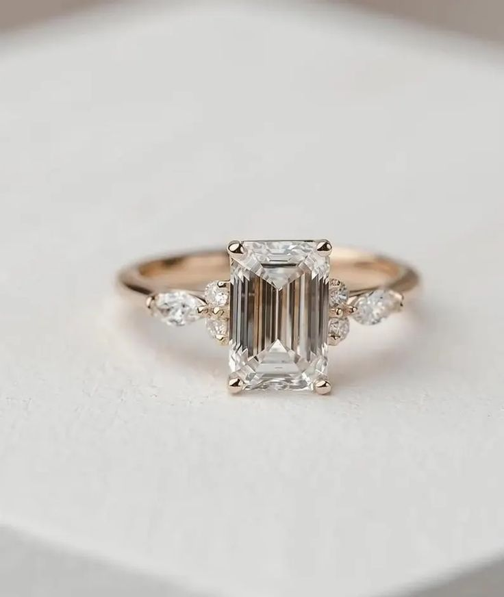 Emerald Cut Moissanite Ring