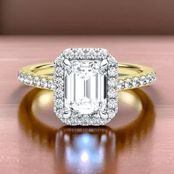 Emerald Cut Halo Engagement Ring
