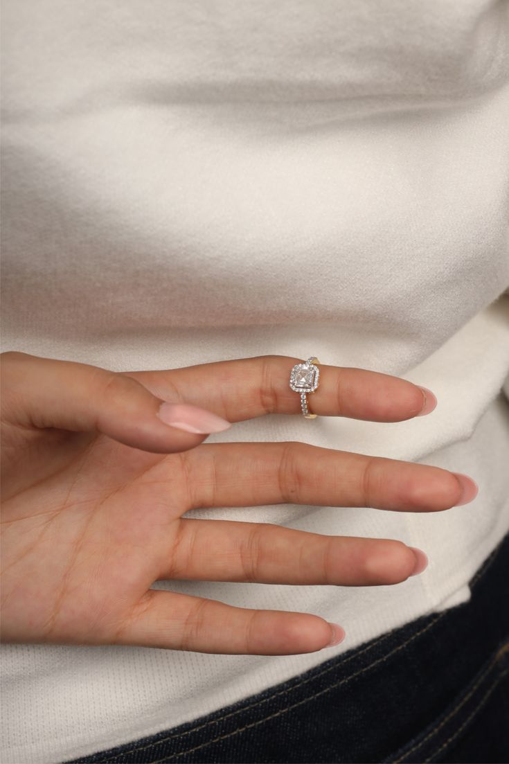 Bumper shaped diamond ring