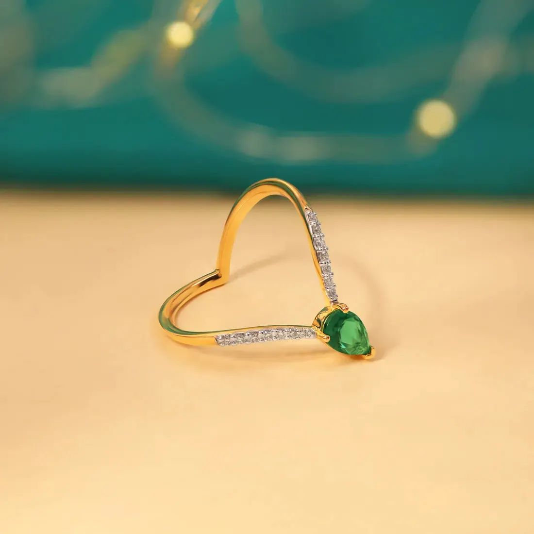 Emeralds V Shaped Ring Design