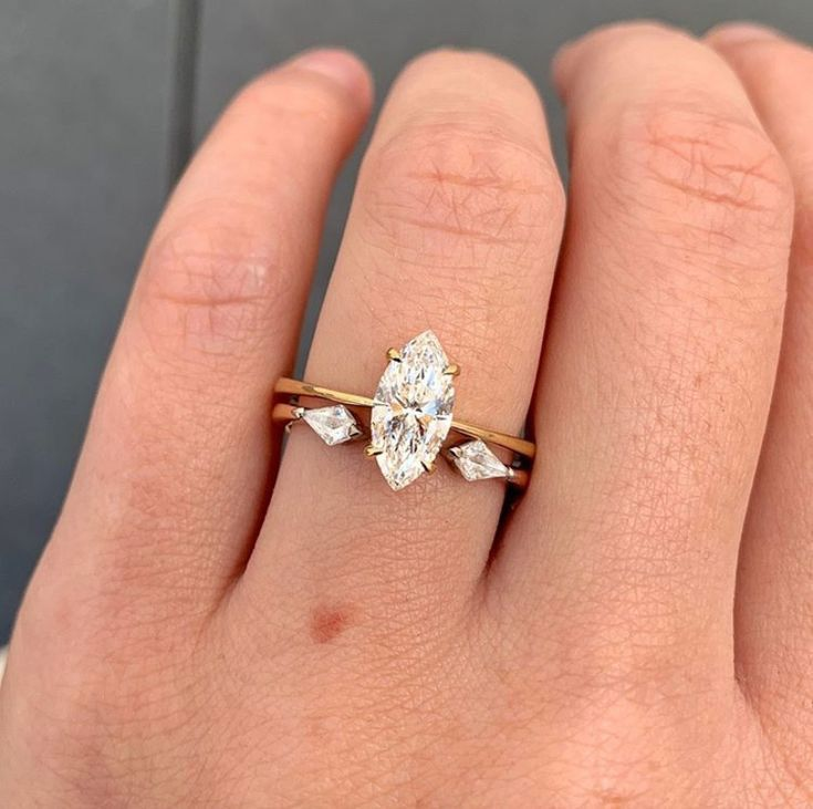 engagement ring and open ended wedding band