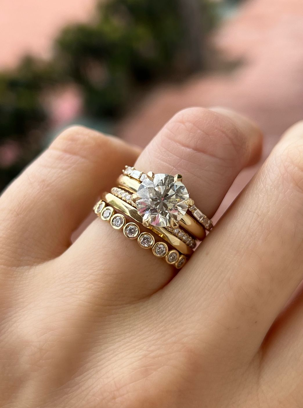 Similar edging engagement rings & wedding bands