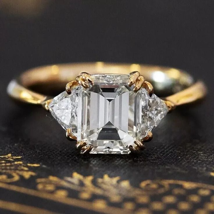 Emerald Cut Lab-Grown Diamond and Yellow Gold Ring