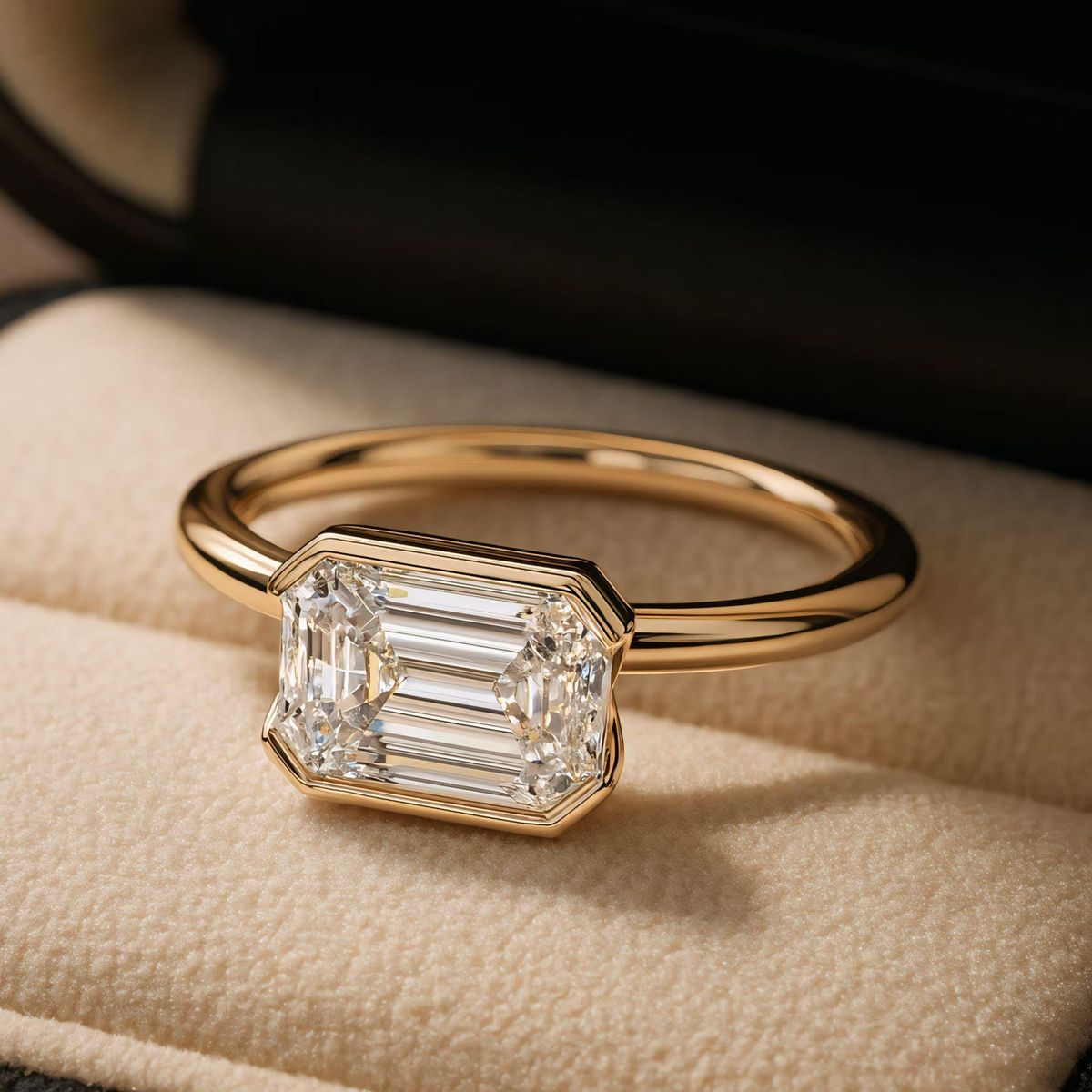 Emerald Cut East West Ring