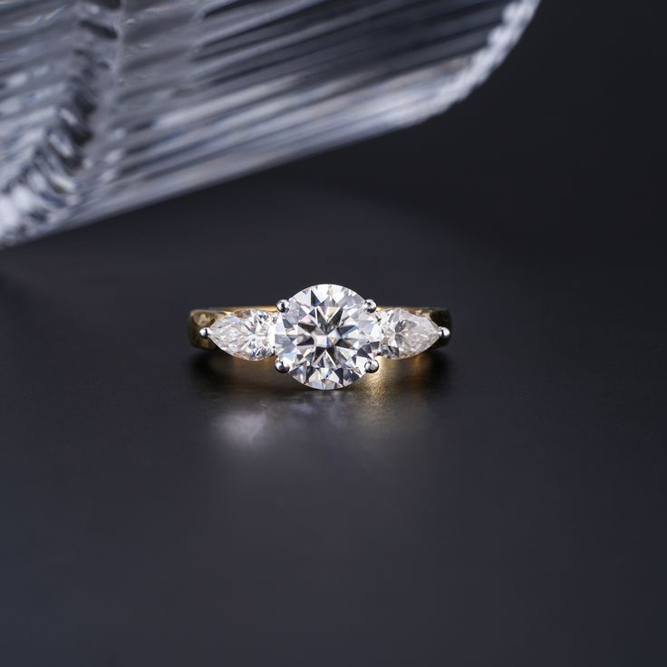 three Diamond Ring: Pear and Round Diamond