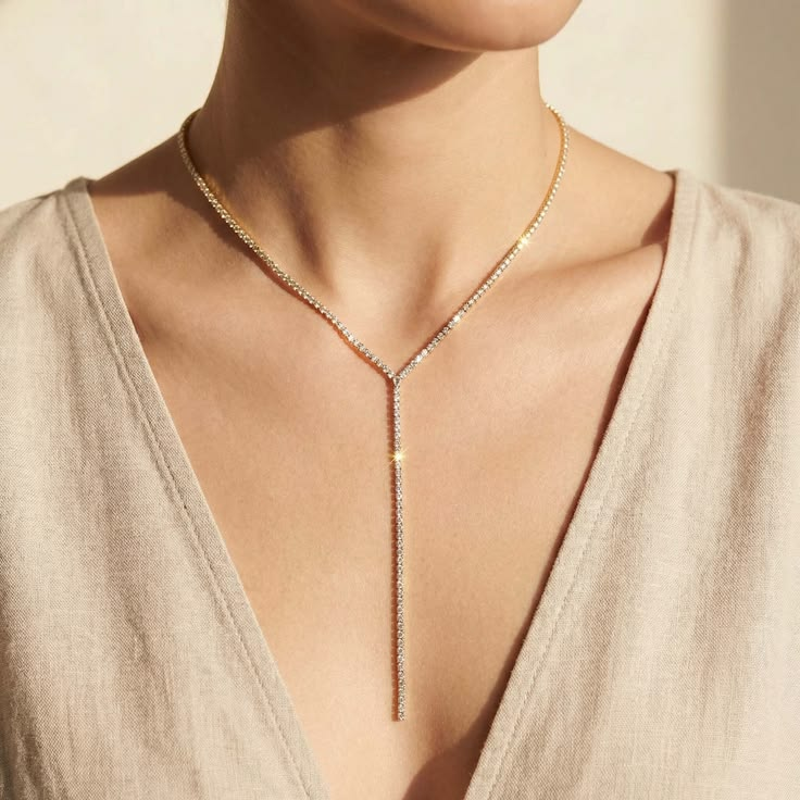Y-Shaped Necklaces Y-Shaped Necklace with Deep V neck line