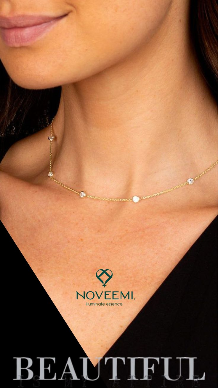 Minimal Chain Necklace with V neck Dress