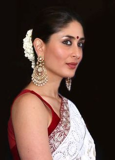 Chandbali earrings with saree