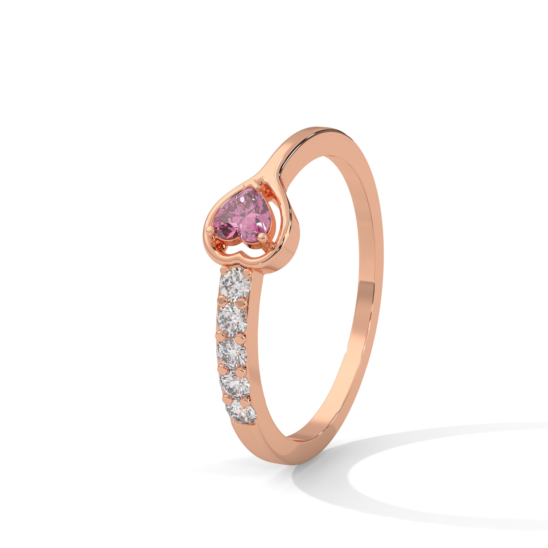 Heart-shaped rose gold ring
