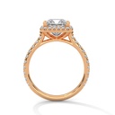 14k Rose Gold Sunflower Halo Pavé Princess Lab Diamond Engagement Ring side View