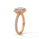 14k Rose Gold Sunflower Halo Pavé Princess Lab Diamond Engagement Ring Band diamond Setting view