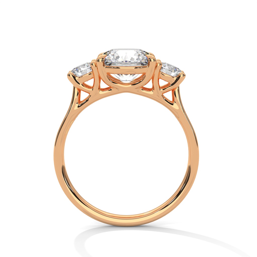 14k Rose Gold Trinity Elegance Diamond Ring side diamond setting look