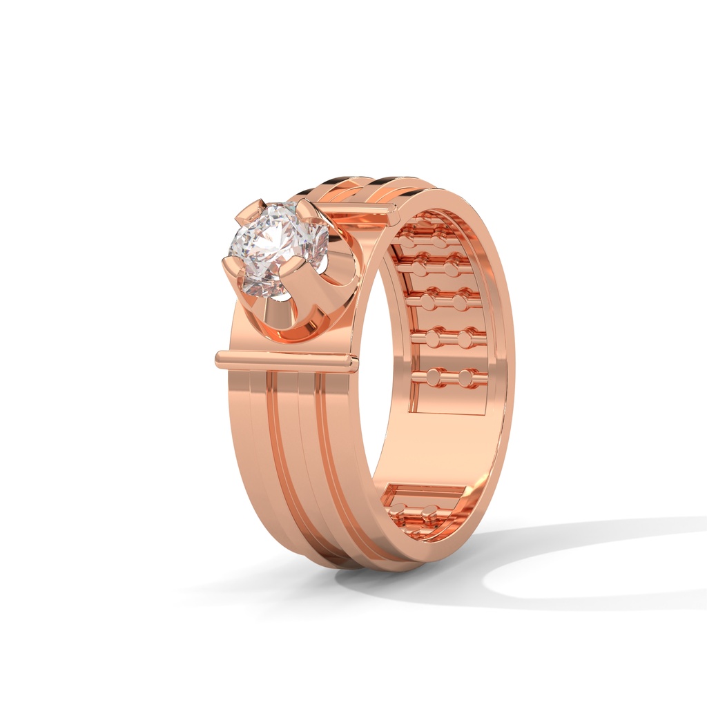 14K Rose Gold Triple Layered Lotus Diamond Band Top Diamodn Setting View