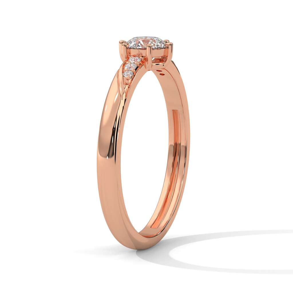 Rose Gold Twisted Love Diamond Ring side Angle