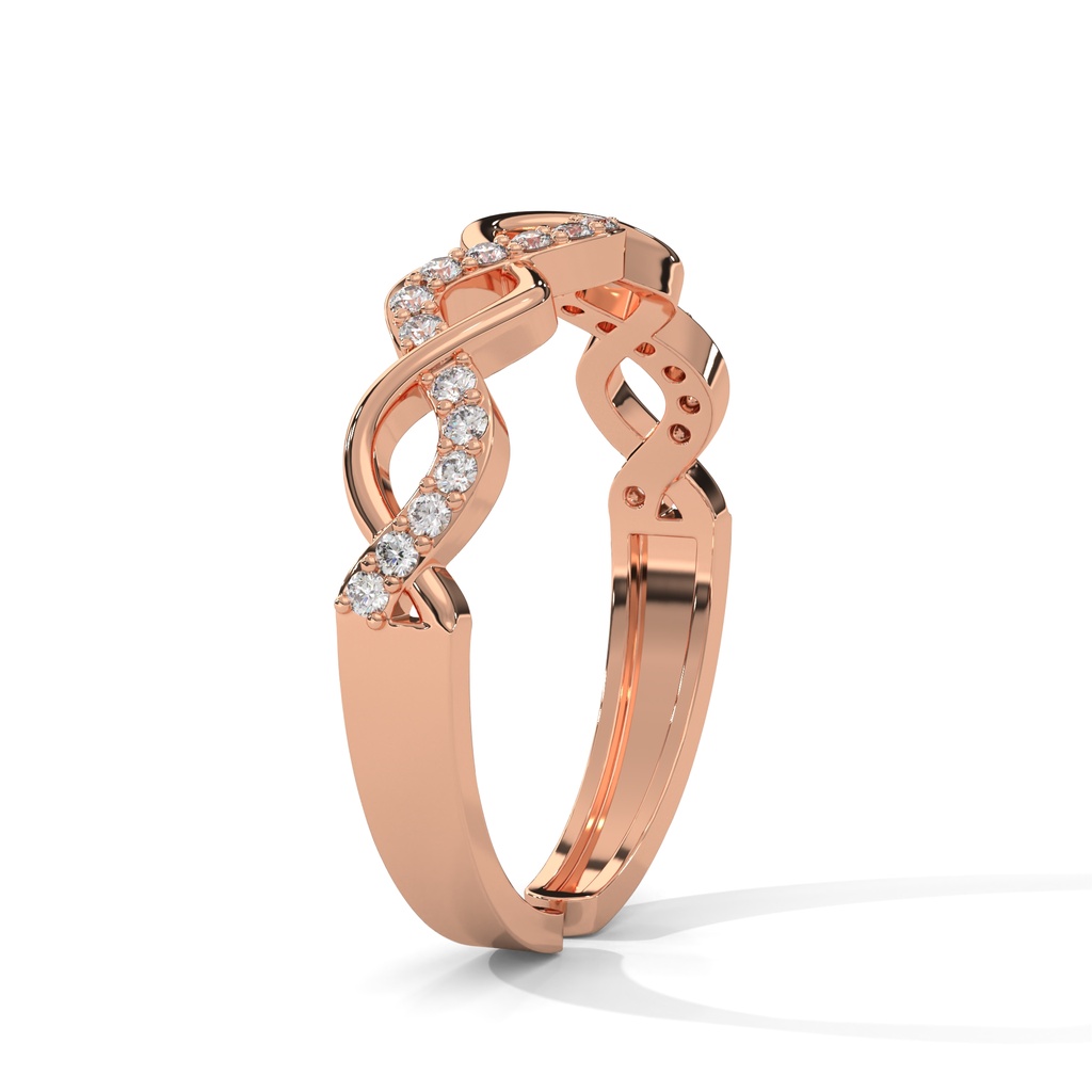 Wavely Openwork Diamond Ring Side Designe(Rose Gold)