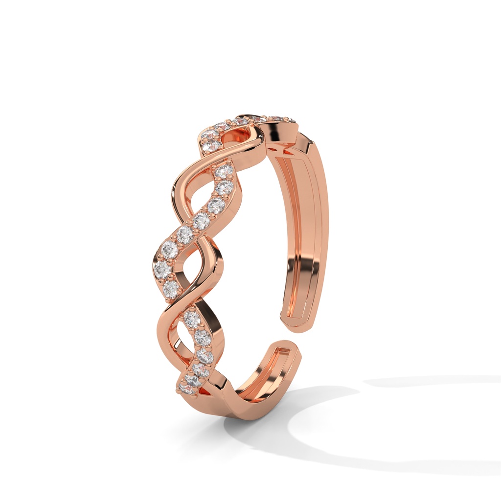 Wavely Openwork Diamond Ring Top Design(Rose Gold)