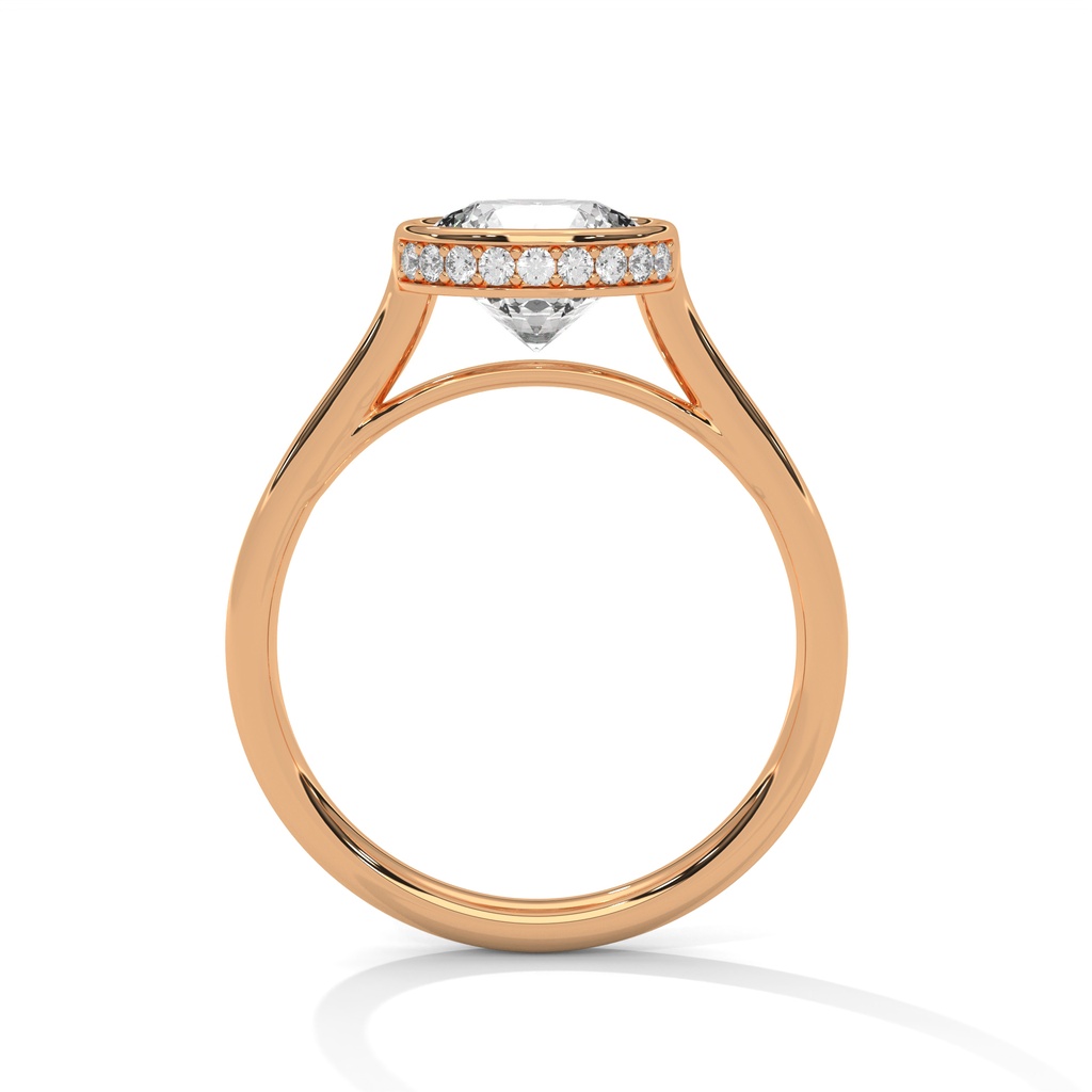 14k Rose Gold Wide Eye Solitaire Ring Side Band view