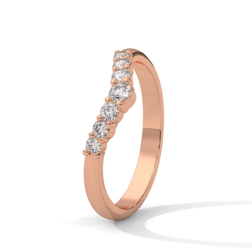 Rose Gold Wren Curved Diamond Ring Top Angle