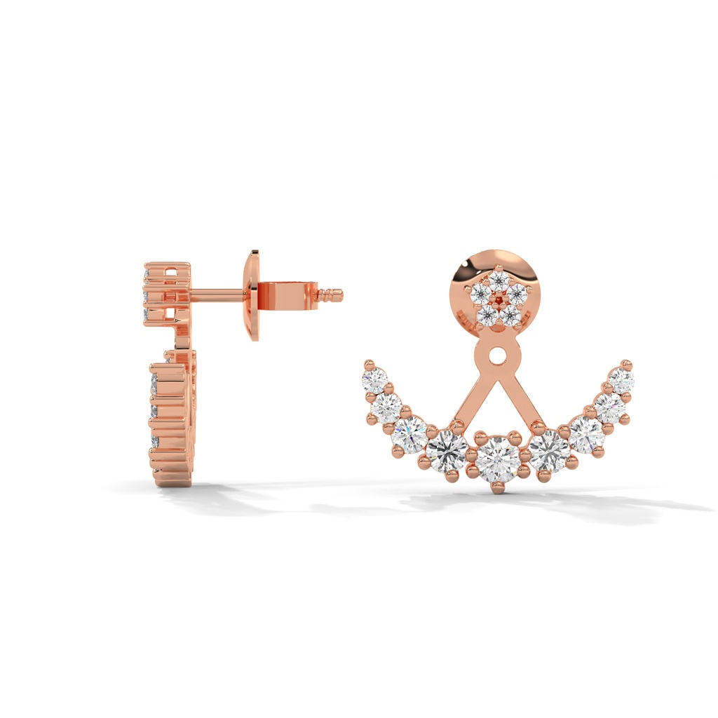 14K Rose Gold The Kayne Diamond Earrings side profile view showing the earring post