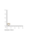 14K Rose Gold Round Diamond Heart Shape Designer Earrings shown against a measurement scale for precise dimensions.