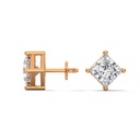 14K Rose Gold Eternal Starlight Studs side profile view highlighting the secure earring post and the clean geometric lines of the basket.