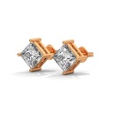 14K Rose Gold Eternal Starlight Studs front perspective view showing the princess-cut diamond in a sophisticated four-prong setting.