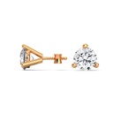 14K Rose Gold Triad Bloom Studs side profile view highlighting the secure earring post and the tiered, petal-like structure of the basket.