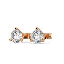 14K Rose Gold Triad Bloom Studs front perspective view showing three brilliant round diamonds clustered in a delicate floral-inspired "bloom" setting.