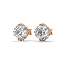 14K Rose Gold Navette claw studs front perspective view showing the brilliant-cut diamond in a specialized navette-style claw setting.