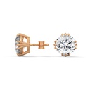 14K Rose Gold Navette claw studs side profile view highlighting the unique prong structure and secure earring post.