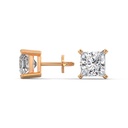 14K Rose Gold Eternal Prism Studs side profile view highlighting the secure earring post and the geometric "prism" basket design.