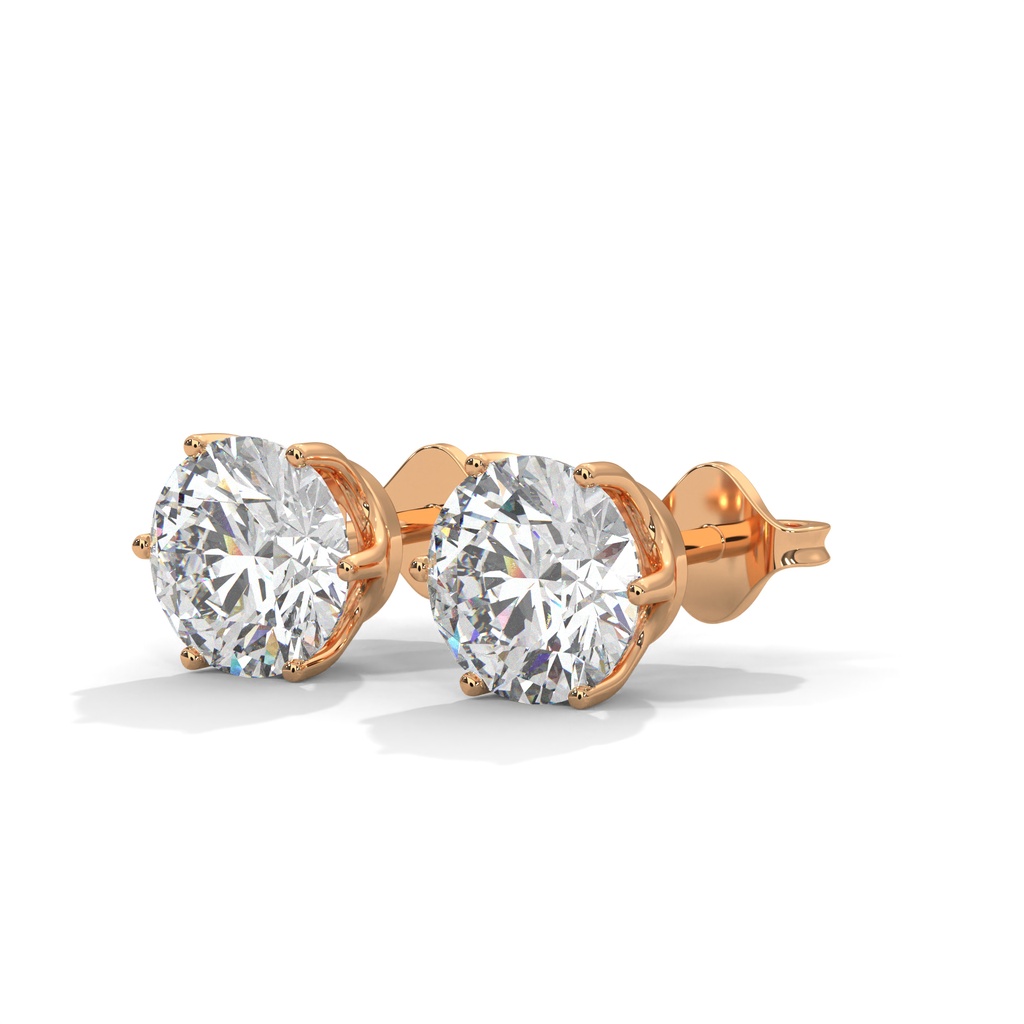 Front perspective of the 14K Rose Gold Luna Diamond Studs