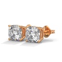 14K Rose Gold Squeezed Stellar Studs front perspective view showing the elongated oval diamond cluster