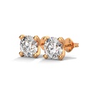 14K Rose Gold Golden Brilliance Diamond Studs front perspective view showing the classic round-cut diamond in a high-polish four-prong setting.