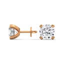 14K Rose Gold Golden Brilliance Diamond Studs side profile view highlighting the earring post and the elegant open-basket setting for maximum light.