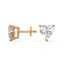 14K Rose Gold Bright Hazel Studs side profile view highlighting the secure post and heart-contour setting