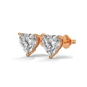 14K Rose Gold Bright Hazel Studs front perspective view showing the brilliant heart-shaped diamond cluster