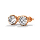 14K Rose Gold Auror Crown Studs front perspective view showing the brilliant-cut diamond in a crown-style setting