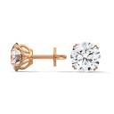 14K Rose Gold Ahvi Diamond Studs side profile view, highlighting the tall, elegant basket architecture and the secure post with butterfly back.