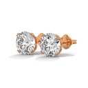 14K Rose Gold Ahvi Diamond Studs front perspective, showcasing two brilliant round-cut diamonds in a traditional four-prong solitaire setting.