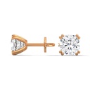 14K Rose Gold Timeless Spark Studs side profile view highlighting the secure post and the elegant open-basket design that allows maximum light to enter the diamond.