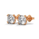 14K Rose Gold Timeless Spark Studs front perspective view showing the classic four-prong solitaire setting with brilliant round-cut diamonds.