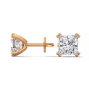 14K Rose Gold Zevar Amaze Square Solitaire Erring side profile view highlighting the secure post and the minimalist four-prong basket setting.