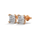 14K Rose Gold Zevar Amaze Square Solitaire Erring front perspective view showing the crisp, geometric brilliance of the square-cut diamond.